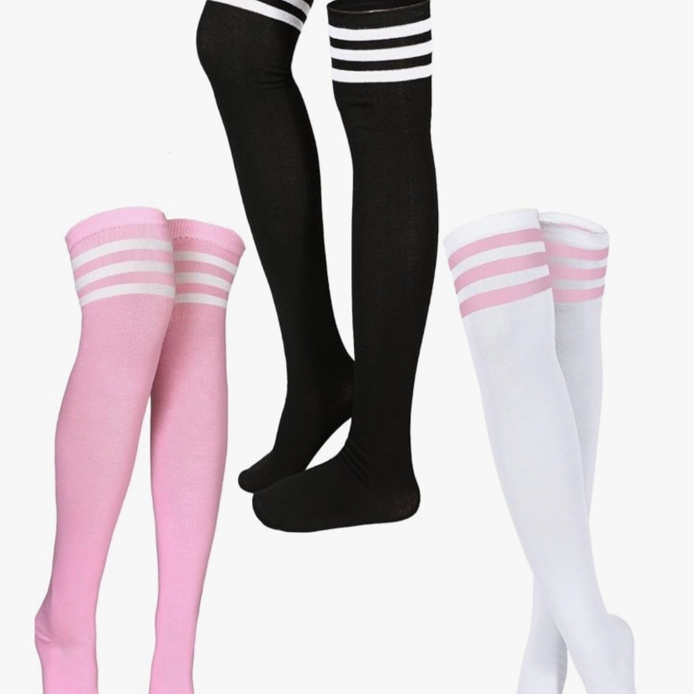 Striped Over-the-Knee Socks Set